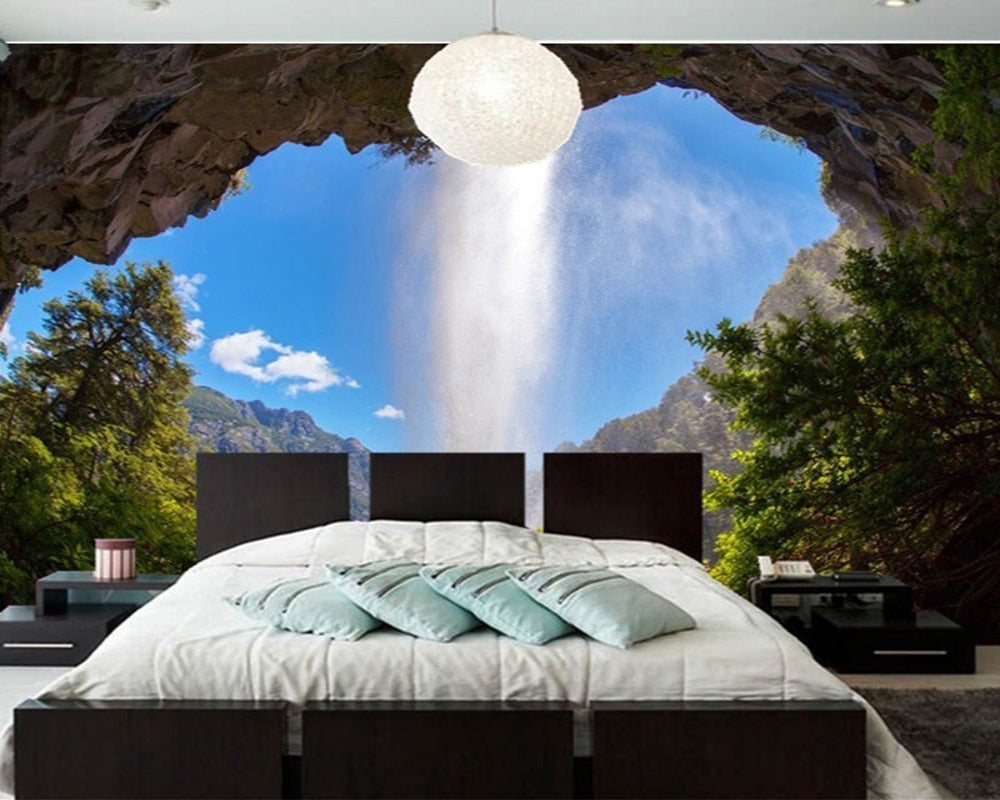 3D Wallpaper Cave Waterfall SKU# WAL0209